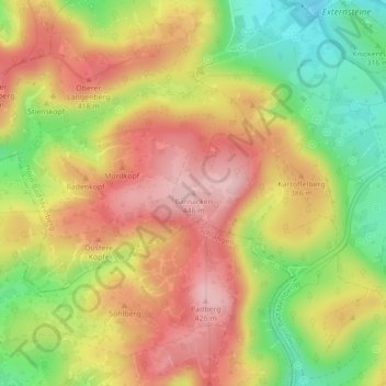 Topografische kaart Barnacken, hoogte, reliëf