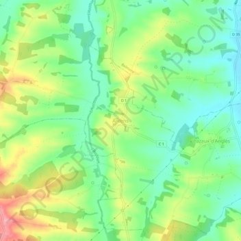 Topografische kaart Ardens, hoogte, reliëf
