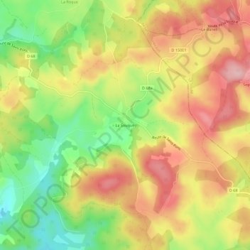 Topografische kaart La Souque, hoogte, reliëf