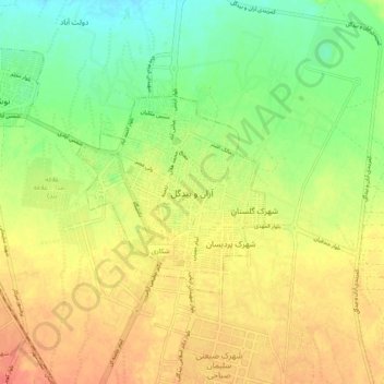 Topografische kaart Aran va Bidgol, hoogte, reliëf