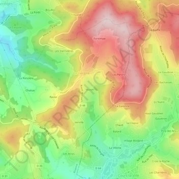 Topografische kaart Munet, hoogte, reliëf