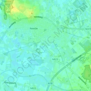 Topografische kaart Spilbroek, hoogte, reliëf