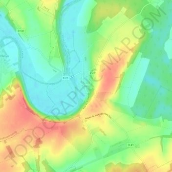 Topografische kaart Soing, hoogte, reliëf