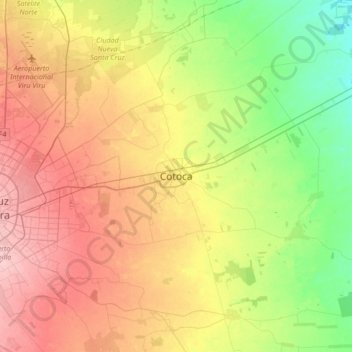 Topografische kaart Cotoca, hoogte, reliëf