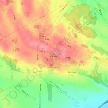 Topografische kaart Møllehøj, hoogte, reliëf