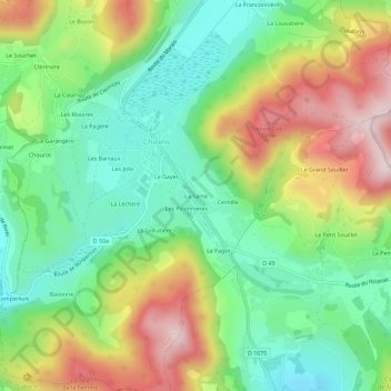 Topografische kaart La Sarra, hoogte, reliëf