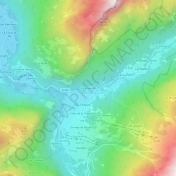 Topografische kaart La Chaletaz, hoogte, reliëf