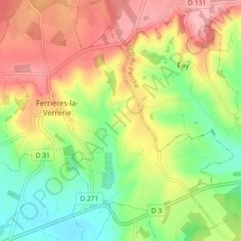 Topografische kaart Cochet, hoogte, reliëf