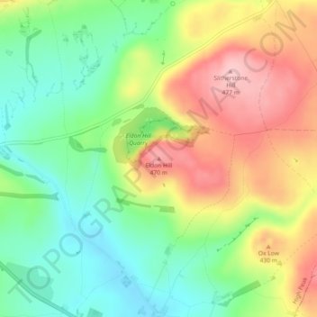 Topografische kaart Eldon Hill, hoogte, reliëf