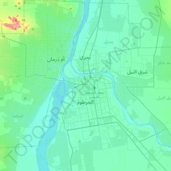 Topografische kaart Khartoem, hoogte, reliëf