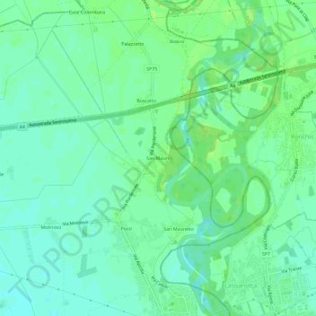 Topografische kaart San Mauro, hoogte, reliëf