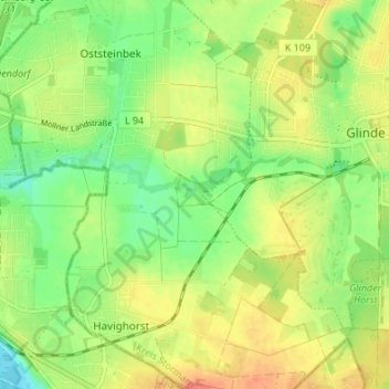 Topografische kaart Domhorst, hoogte, reliëf