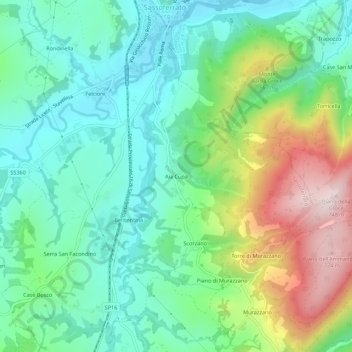 Topografische kaart Aia Cupa, hoogte, reliëf