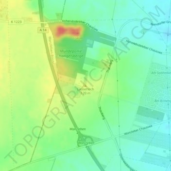 Topografische kaart Lausehoch, hoogte, reliëf