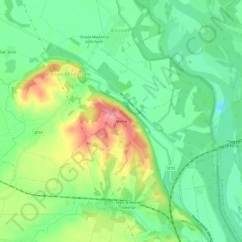 Topografische kaart Monte, hoogte, reliëf