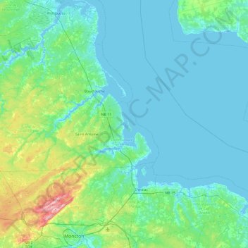 Topografische kaart Surette Island, hoogte, reliëf