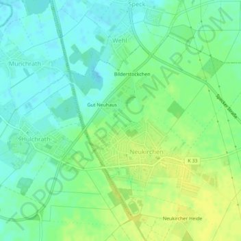 Topografische kaart Am Neuhauser Weg, hoogte, reliëf