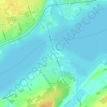 Topografische kaart Rossmore, hoogte, reliëf