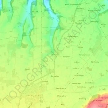 Topografische kaart Gasteig, hoogte, reliëf