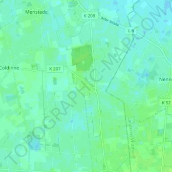 Topografische kaart Südarle, hoogte, reliëf