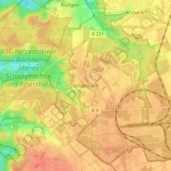 Topografische kaart Wildenrath, hoogte, reliëf