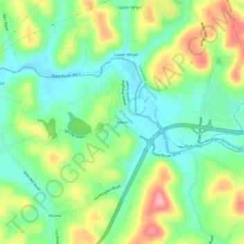 Topografische kaart Yukon, hoogte, reliëf