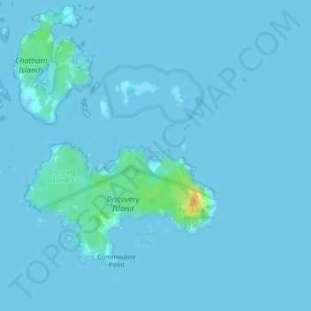 Topografische kaart Thunder Cove, hoogte, reliëf