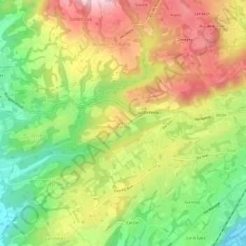 Topografische kaart Antole, hoogte, reliëf