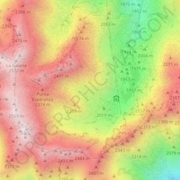 Topografische kaart Circo de Gredos, hoogte, reliëf