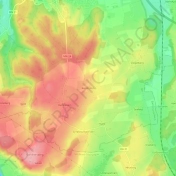 Topografische kaart Kornhofen, hoogte, reliëf