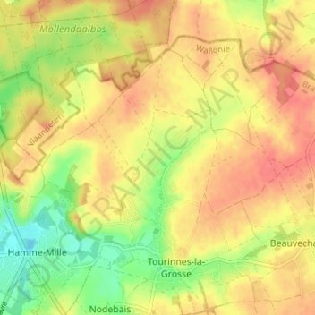 Topografische kaart Mille, hoogte, reliëf