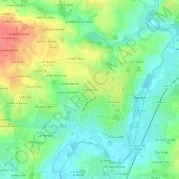 Topografische kaart La Renaudais, hoogte, reliëf