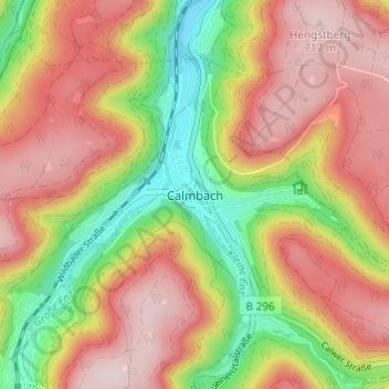 Topografische kaart Calmbach, hoogte, reliëf