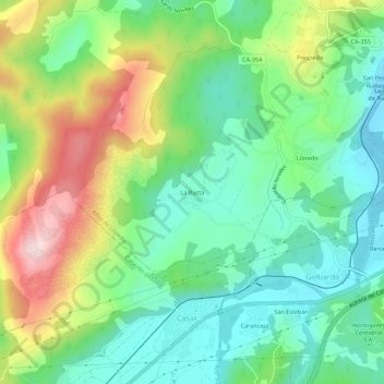 Topografische kaart La Busta, hoogte, reliëf