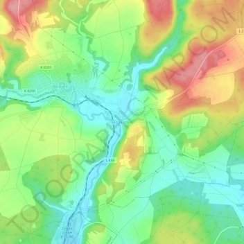 Topografische kaart Hitzkofen, hoogte, reliëf