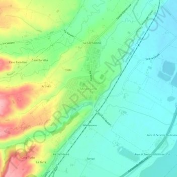Topografische kaart Medesano, hoogte, reliëf