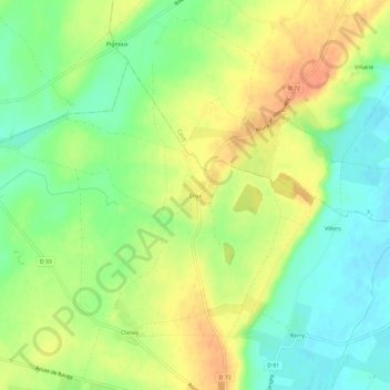 Topografische kaart Crux, hoogte, reliëf