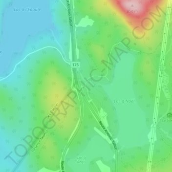 Topografische kaart Camp Mercier, hoogte, reliëf