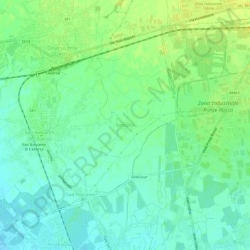 Topografische kaart Versutta, hoogte, reliëf