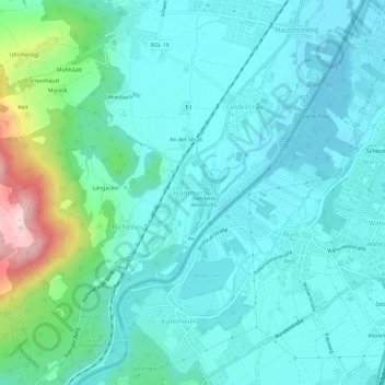 Topografische kaart Hammerau, hoogte, reliëf