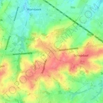 Topografische kaart Goudveerdegem, hoogte, reliëf
