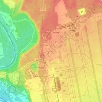 Topografische kaart Case Nuove, hoogte, reliëf