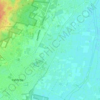 Topografische kaart Hoorn, hoogte, reliëf