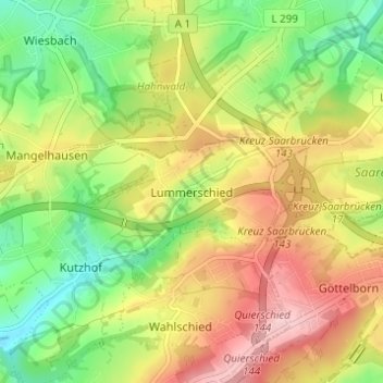 Topografische kaart Lummerschied, hoogte, reliëf