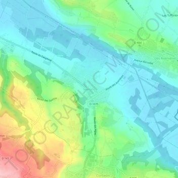 Topografische kaart Veyrins, hoogte, reliëf