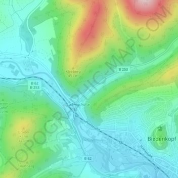 Topografische kaart Am Kleeberg, hoogte, reliëf