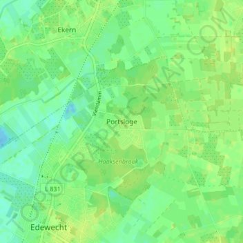 Topografische kaart Portsloge, hoogte, reliëf