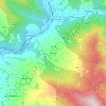 Topografische kaart Turicchi, hoogte, reliëf