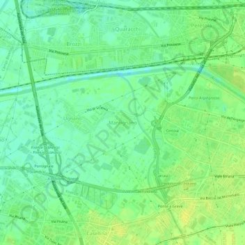 Topografische kaart Mantignano, hoogte, reliëf