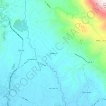 Topografische kaart Basciano, hoogte, reliëf